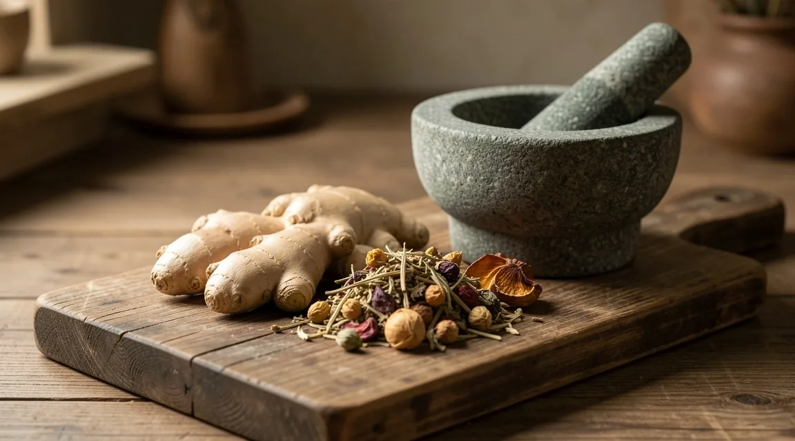 Ginger and botanical specimens