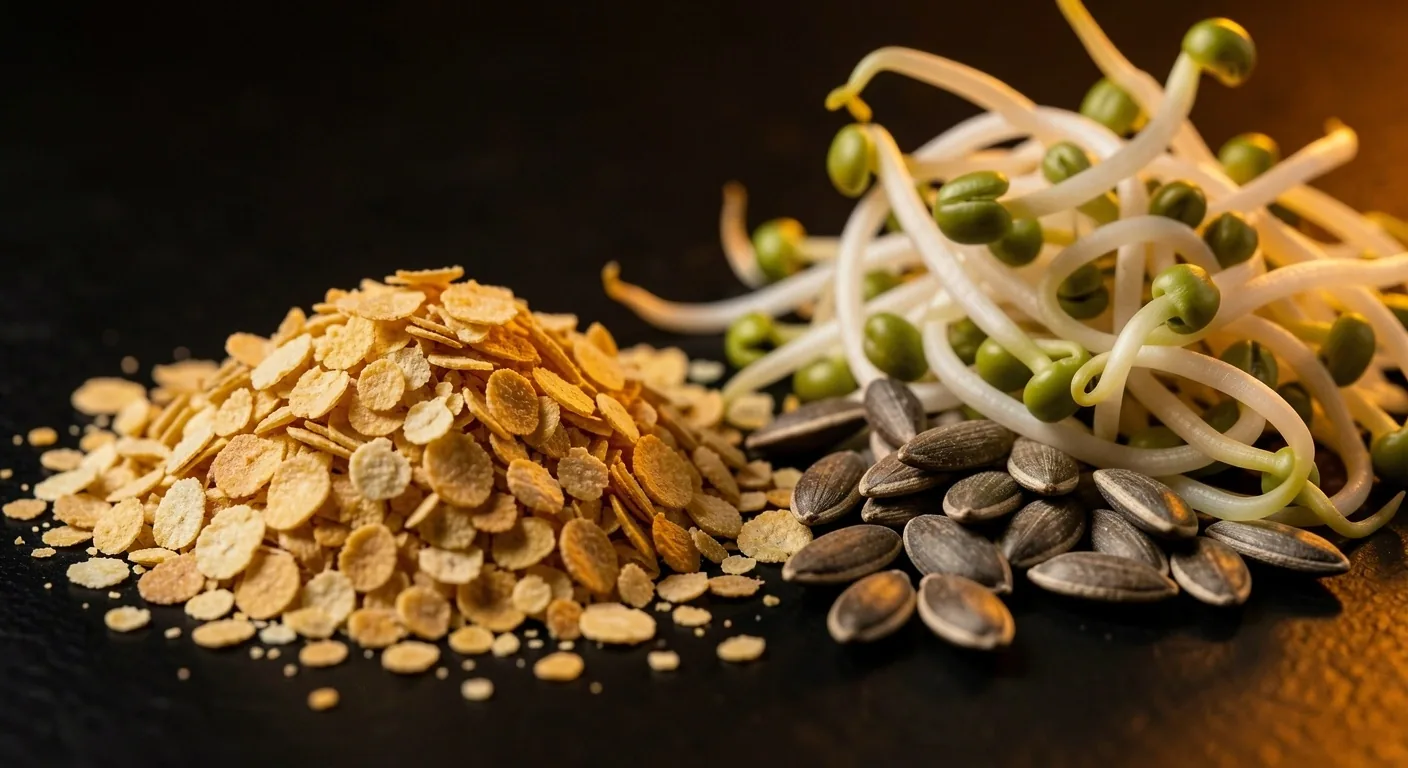 B-vitamin rich food sources on a dark surface